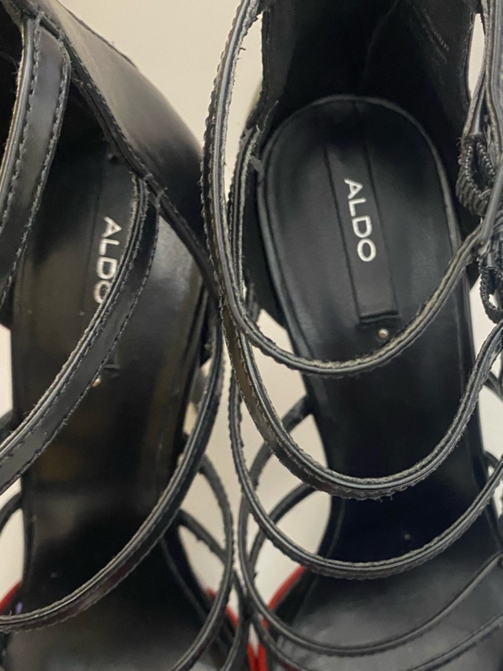 ALDO Kieu Red & Black Cage Heels Size 7 - Picture 7 of 14